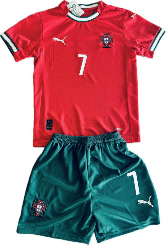 Cristiano Ronaldo Portugal 2025 - 2026 Home Kids Sizes Kit with Shorts